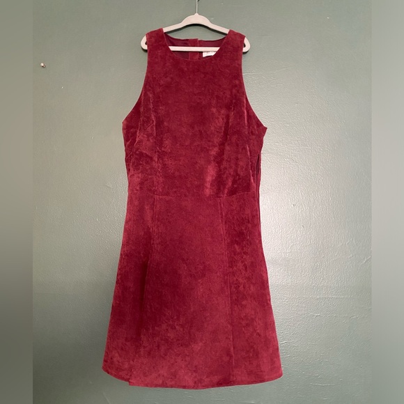 Dresses & Skirts - mini dress sleeveless corduroy Madam Rage burgundy red high neck side zip UK8